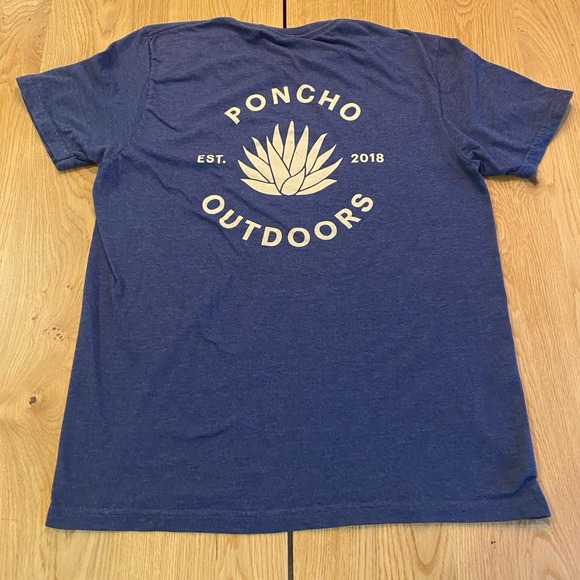 Poncho Outdoors Graphic T-Shirt Mens Small Steel Blue Short Sleeve Hiking* - Picture 2 of 6